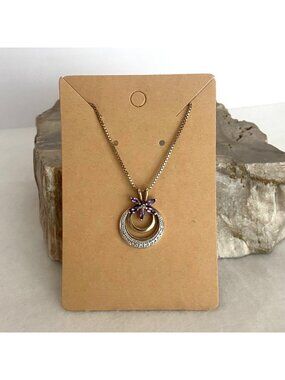 Ross-Simons Gold Vermeil Sterling Silver 925 Amethyst Floral Pendant Necklace